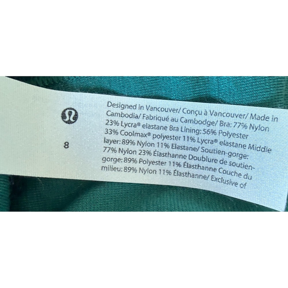 Lululemon Everlux Cut Out Train Bra Teal Blue Emboss Racerback Womens Size 8 - Picture 4 of 6